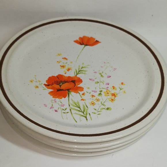 Set of 4 Haniwa Stone Fleur D'Ete Japan dinner plates - Picture 3 of 6